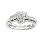 Always Yours Sterling Silver 1/5 Carat T.w. Diamond Heart Engagement Ring Set, Women's, Size: 6, White