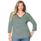Plus Size Chaps Striped Splitneck Tee, Women's, Size: 2xl, Blue