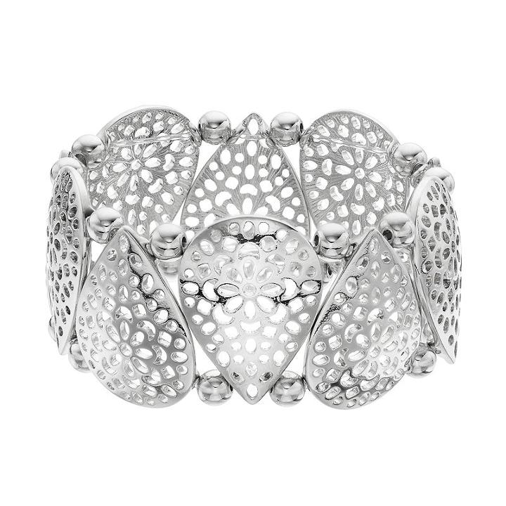 Openwork Teardrop Stretch Bracelet, Women's, Silver