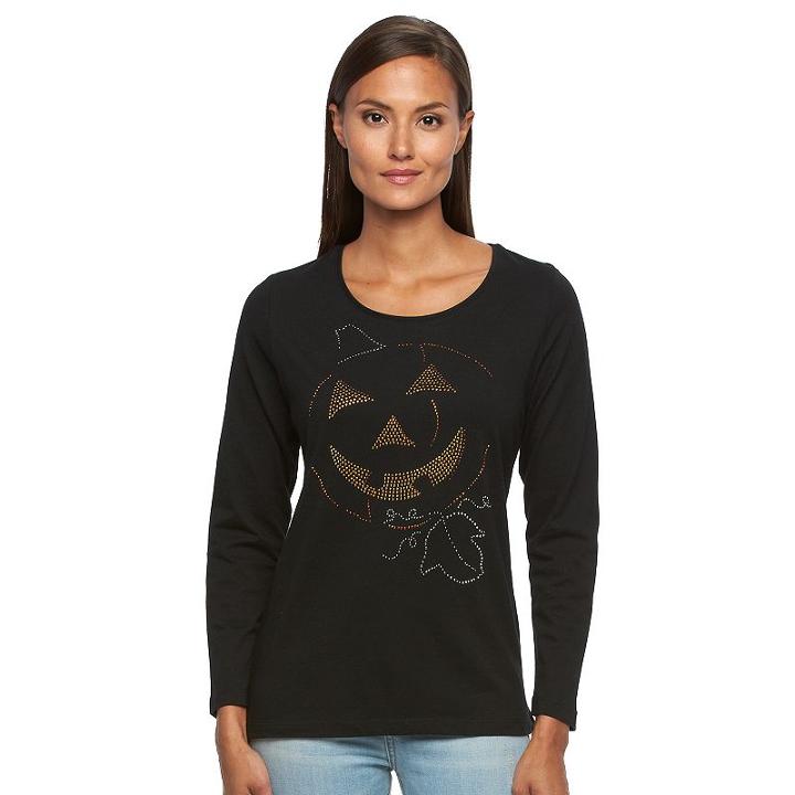 Women's Mccc Halloween Graphic Scoopneck Tee, Size: Small, Black