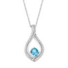 10k White Gold Swiss Blue Topaz & 1/8 Carat T.w. Diamond Pendant Necklace, Women's, Size: 18