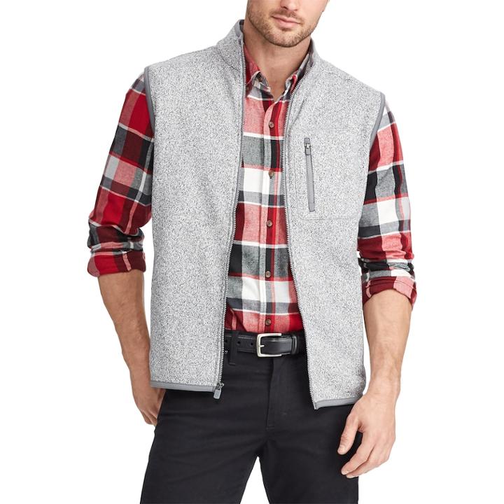 Men's Chaps Regular-fit Sweater Fleece Vest, Size: Large, Grey