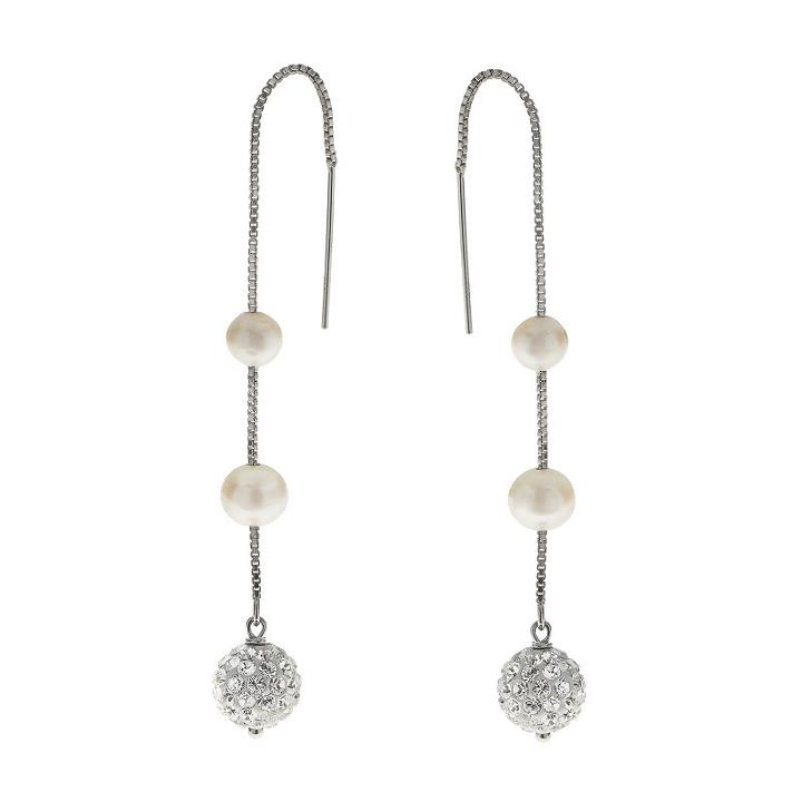 Pearlustre By Imperial Freshwater Cultured Pearl & Crystal Threader Earrings, Women's, White