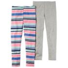 Girls 4-6x Carter's 2-pk. Striped & Solid Leggings Set, Girl's, Size: 6x, Ovrfl Oth