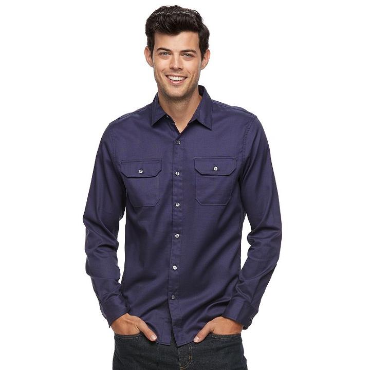 Men's Apt. 9&reg; Slim-fit Flex Stretch Button-down Shirt, Size: Large Slim, Drk Purple