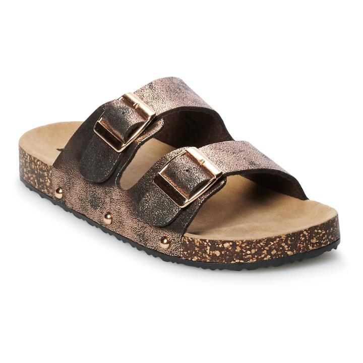 Mudd&reg; Women's Double Buckle Slide Sandals, Size: Medium, Red/coppr (rust/coppr)