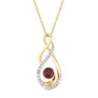 10k Gold Garnet & Diamond Accent Swirl Pendant Necklace, Women's, Size: 18, Red