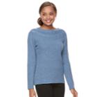 Petite Croft & Barrow Cable Trim Sweater, Women's, Size: S Petite, Med Blue