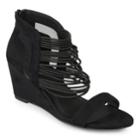 Journee Collection Multi-strap Open Toe Women's Wedge Heels, Size: Medium (8.5), Black