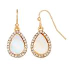 Lc Lauren Conrad Mother-of-pearl Halo Teardrop Earrings, Women's, White