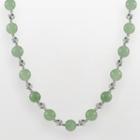 Sterling Silver Jade Bead Necklace, Women's, Size: 18, Green