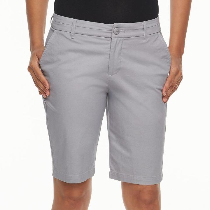 Women's Croft & Barrow&reg; Twill Bermuda Shorts, Size: 16 Avg/reg, Grey