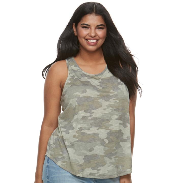 Juniors' Plus Size Mudd&reg; Slubbed Tank, Teens, Size: 3xl, Med Green