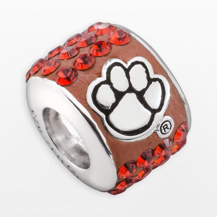 Logoart Clemson Tigers Sterling Silver Crystal Logo Bead - Made With Swarovski Crystals, Women's, Orange