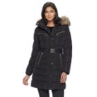 Women's Apt. 9&reg; Hooded Faux-fur Trim Puffer Jacket, Size: Medium, Black