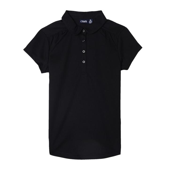 Girls 4-16 & Plus Size Chaps School Uniform Performance Polo, Size: 5, Black