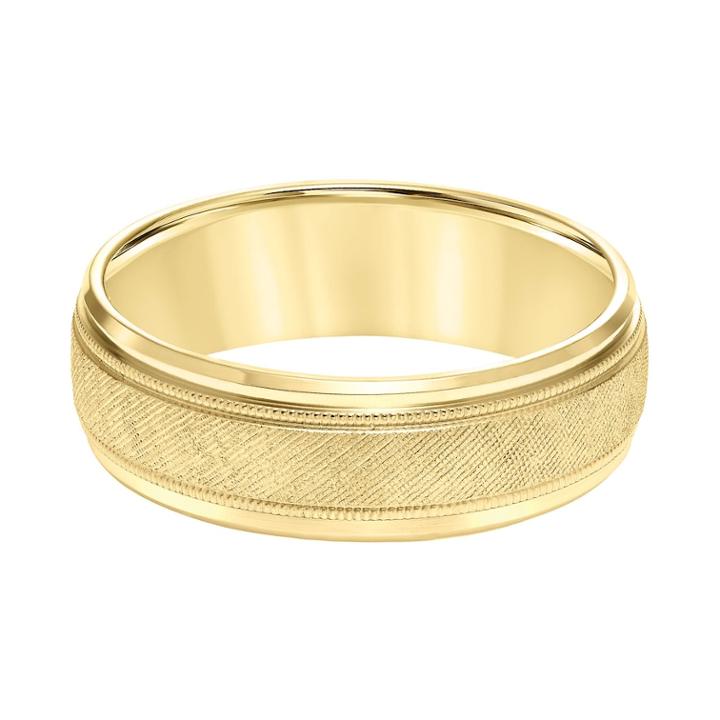 Men's 14k Gold Florentine Wedding Band, Size: 8.50, Yellow