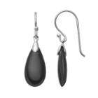 Sterling Silver Black Agate Teardrop Earrings, Women's