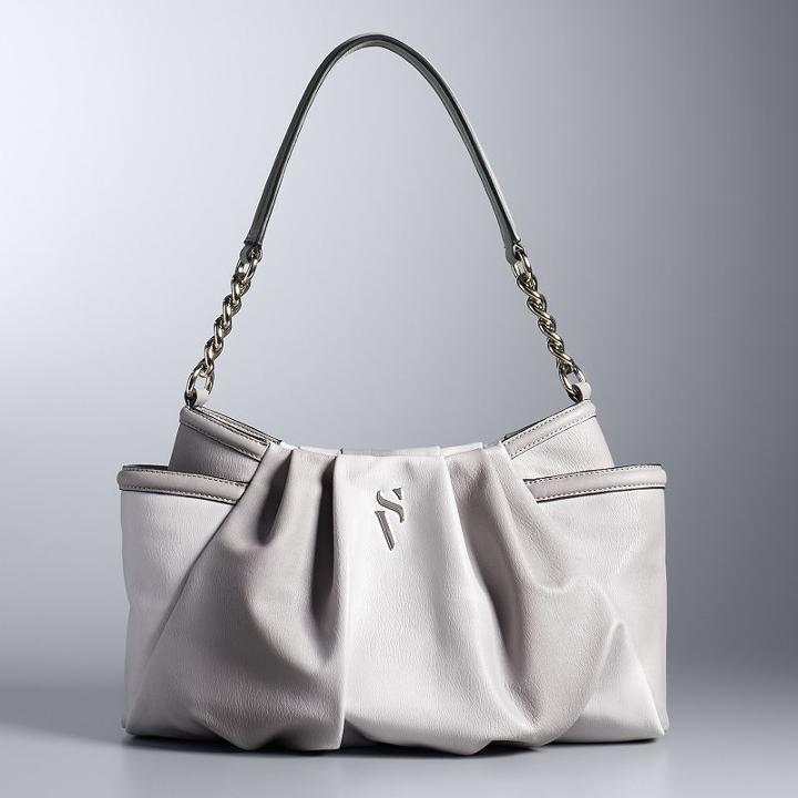 Simply Vera Vera Wang Alicia Pleated Hobo, Women's, Dark Grey