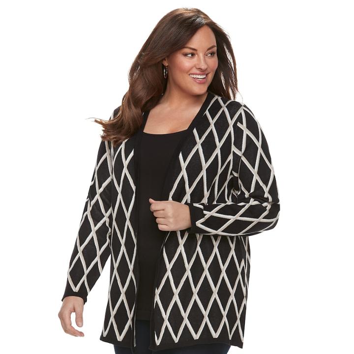 Plus Size Croft & Barrow&reg; Geometric Extra Cozy Cardigan, Women's, Size: 4xl, Black