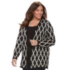 Plus Size Croft & Barrow&reg; Geometric Extra Cozy Cardigan, Women's, Size: 4xl, Black