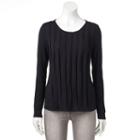 Women's Elle&trade; Pleated Front Top, Size: Medium, Black