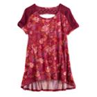 Girls 7-16 & Plus Size Mudd&reg; Lace-pieced Keyhole Swing Tee, Size: 7-8, Red