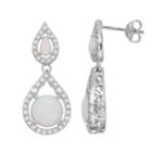 Sterling Silver Simulated Opal & Cubic Zirconia Double Teardrop Earrings, Women's, White