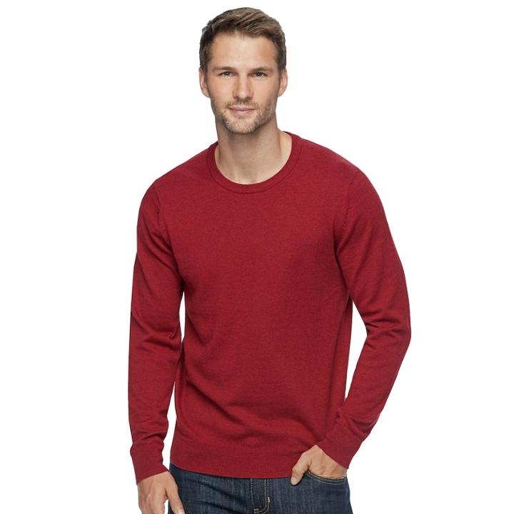 Men's Sonoma Goods For Life&trade; Coolmax Classic-fit Crewneck Sweater, Size: Medium, Dark Red