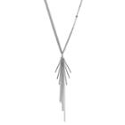 Long Stick & Fringe Multi Strand Y Necklace, Women's, Silver