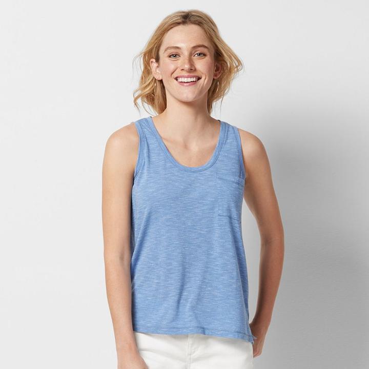 Women's Sonoma Goods For Life&trade; Solid Scoopneck Tank, Size: Medium, Dark Blue