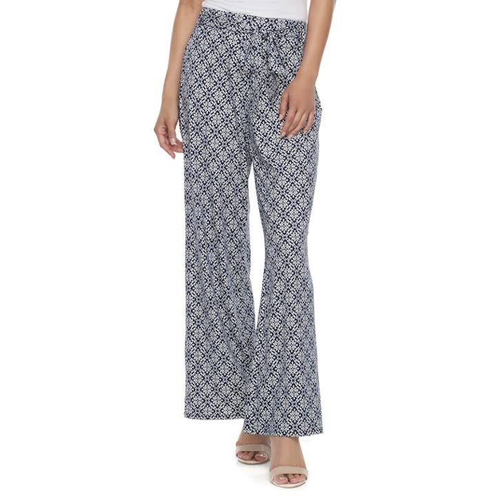 Women's Studio 253 Printed Wide-leg Pants, Size: Large, Brt Blue