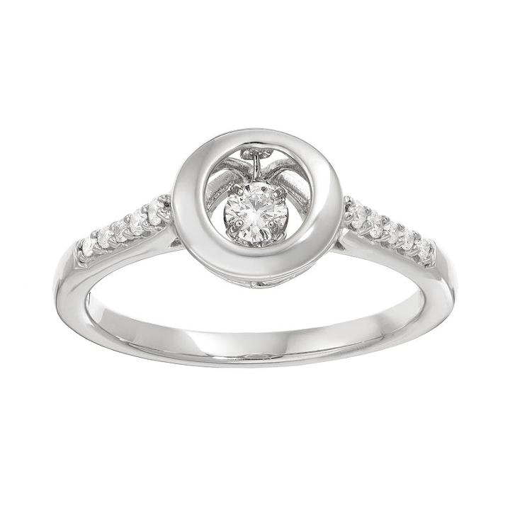 Brilliance In Motion 1/5 Carat T.w. Diamond Sterling Silver Circle Ring, Women's, Size: 8, White