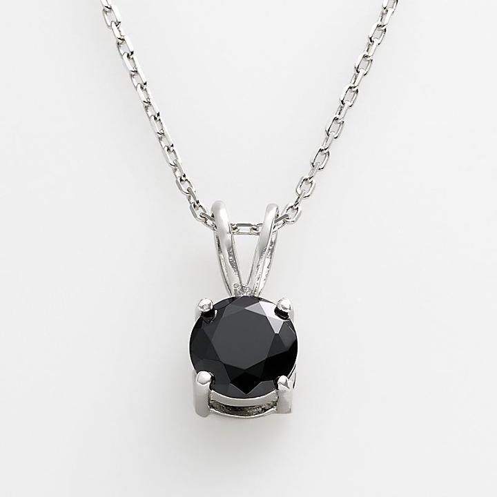 Sterling Silver Cubic Zirconia Pendant, Women's, Black