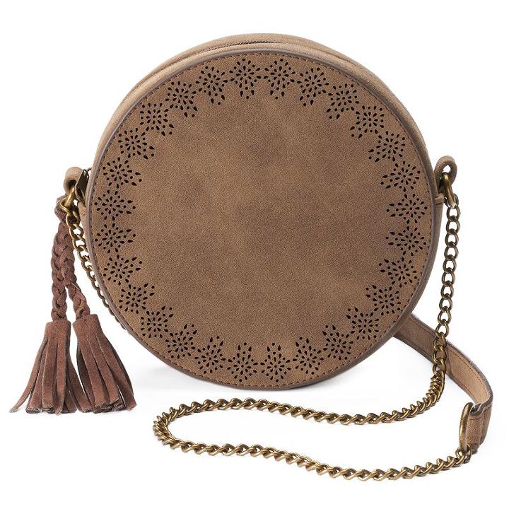 T-shirt & Jeans Round Laser-cut Crossbody Bag, Women's, Med Beige