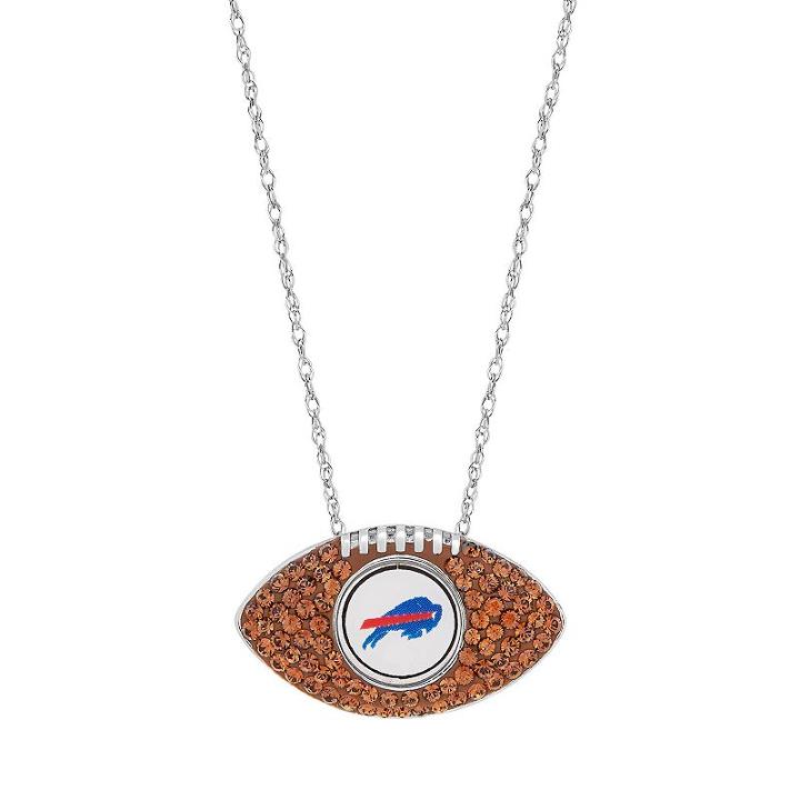 Sterling Silver Crystal Buffalo Bills Football Pendant, Women's, Brown