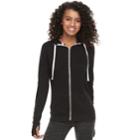 Juniors' So&reg; Thumb Hole Zip-up Hoodie, Teens, Size: Large, Oxford