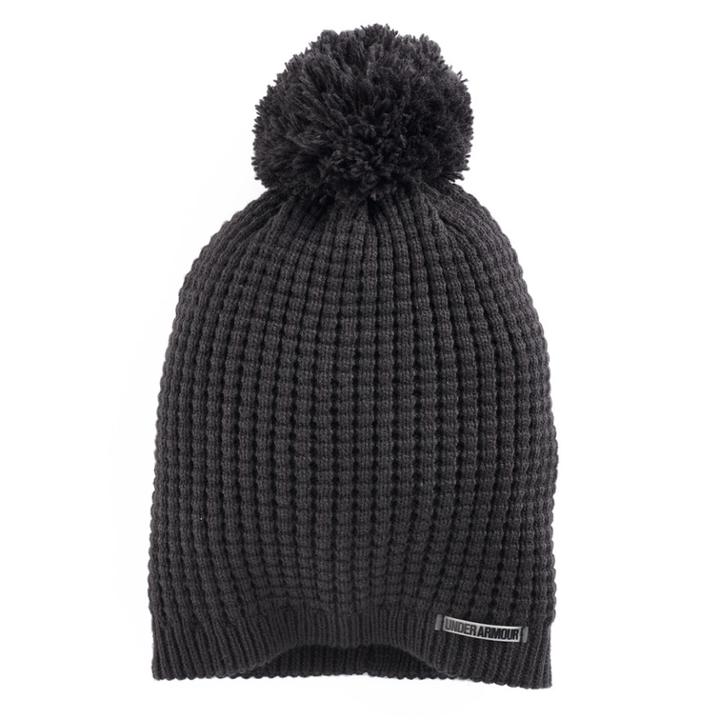 Women's Under Armour Favorite Waffle-knit Pom Pom Beanie, Black