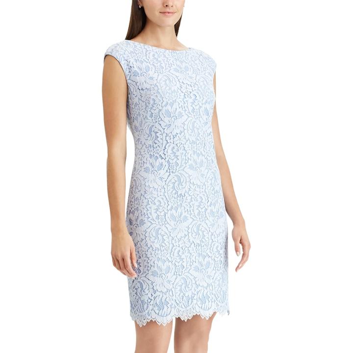 Petite Chaps Floral Lace Sheath Dress, Women's, Size: 14 Petite, Blue