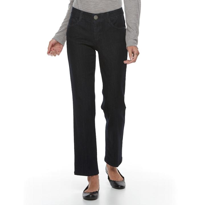 Petite Recreation Mid-rise Straight-leg Jeans, Women's, Size: 6 Petite, Dark Blue