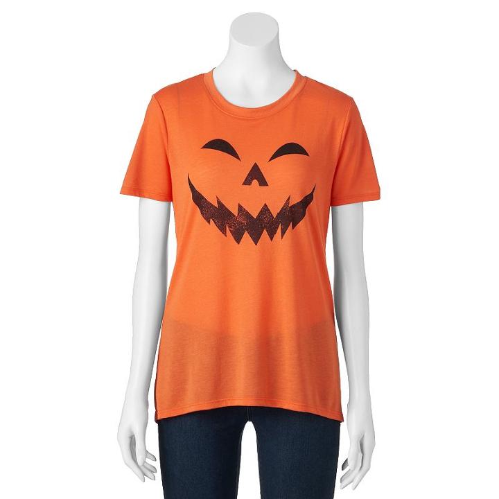 Juniors' Jack-o'-lantern Halloween Graphic Tee, Teens, Size: Medium, Orange
