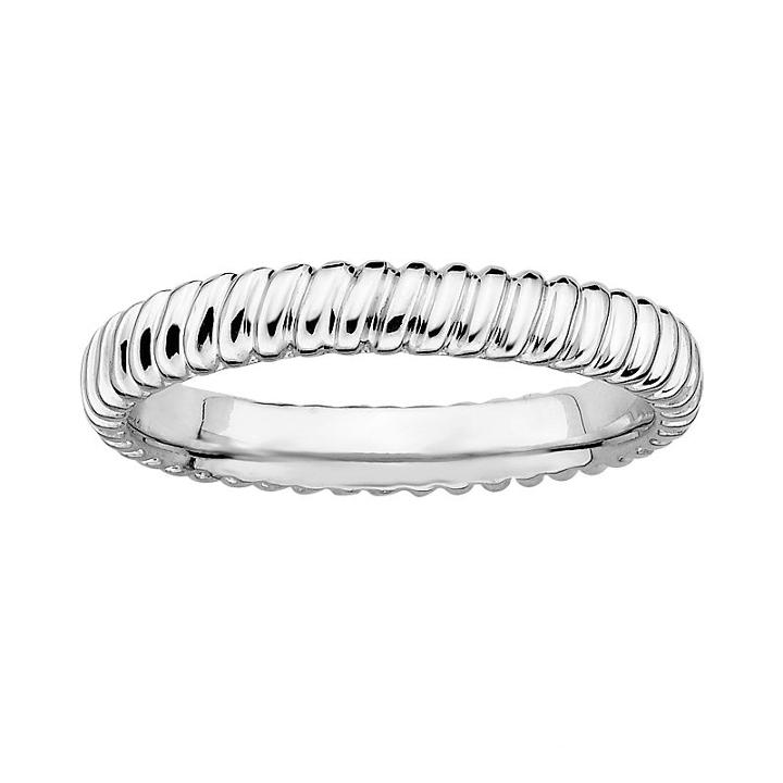 Stacks And Stones Sterling Silver Ribbed Stack Ring, Women's, Size: 9, Grey