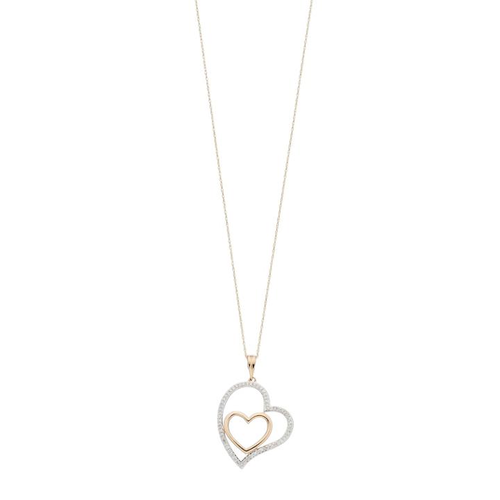 10k Gold 1/3 Carat T.w. Diamond Two Tone Heart Pendant Necklace, Women's, Size: 18, White