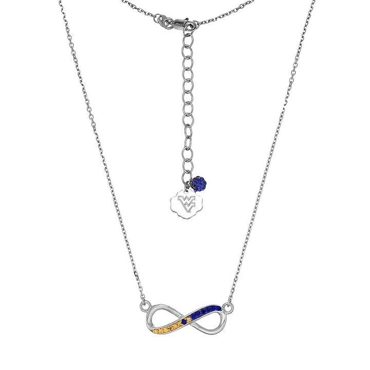 West Virginia Mountaineers Sterling Silver Crystal Infinity Necklace, Women's, Size: 18, Multicolor