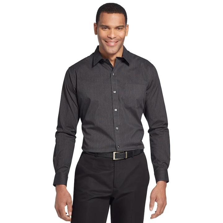 Men's Van Heusen Traveler Stretch Slim-fit No-iron Button-down Shirt, Size: Xxl, Black