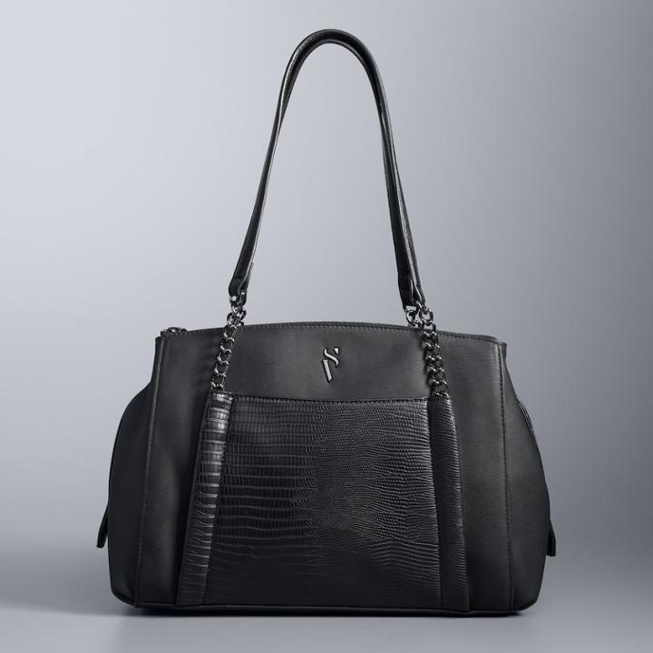 Simply Vera Vera Wang Gibbs Triple Compartment Satchel, Women's, Black