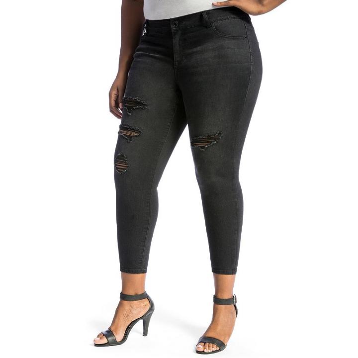 Juniors' Plus Size Crave Whiskered Ankle Skinny Jeans, Girl's, Size: 18 W, Black