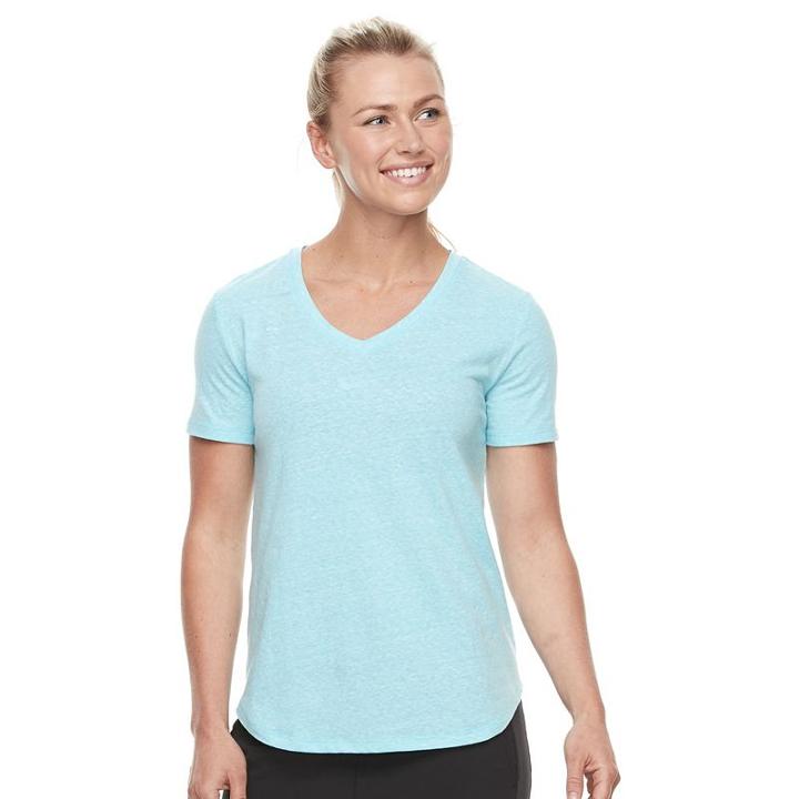 Petite Tek Gear&reg; Easy V-neck Workout Tee, Women's, Size: L Petite, Turquoise/blue (turq/aqua)