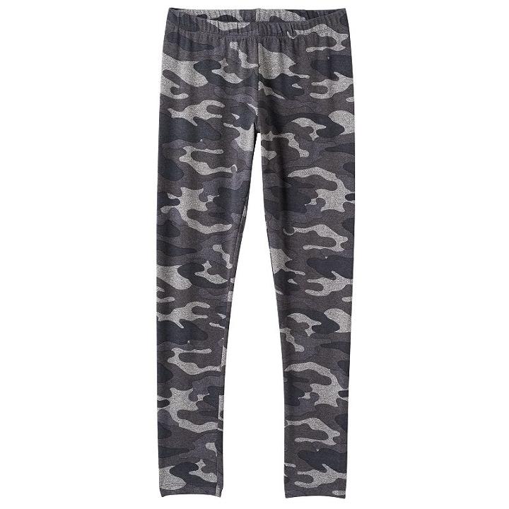 Girls 7-16 & Plus Size Full Length Leggings, Girl's, Size: 18 1/2, Dark Grey