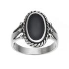 Sterling Silver Onyx Crown Ring, Women's, Size: 6, Black